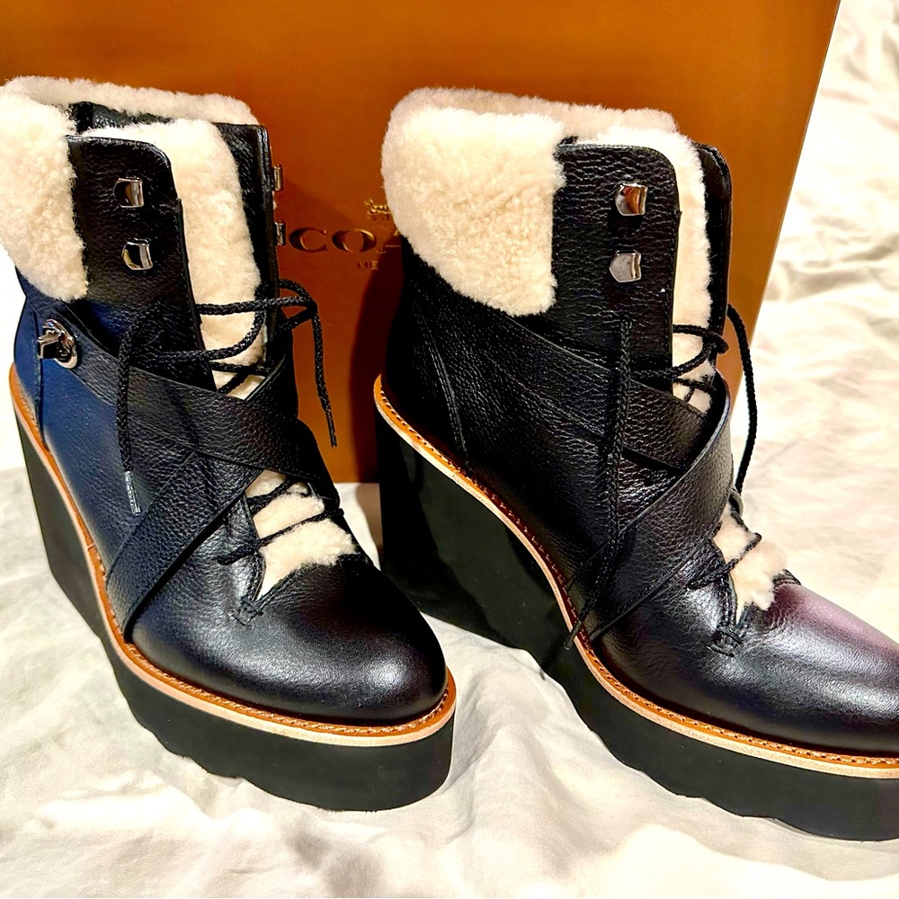 Coach cold weather wedge boots